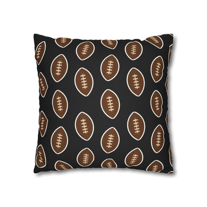 Hand-Drawn Football Throw Pillow Cover | Black