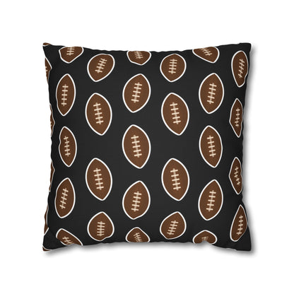 Hand-Drawn Football Throw Pillow Cover | Black