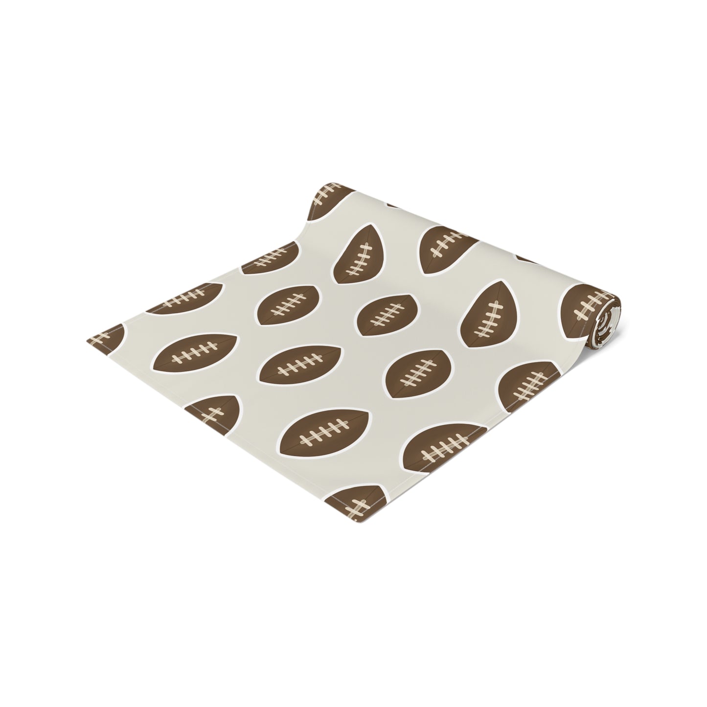 Whimsical Football Table Runner | Khaki Game Day Tailgate Party Decor | Cotton or Polyester