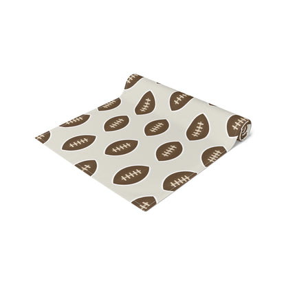 Whimsical Football Table Runner | Khaki Game Day Tailgate Party Decor | Cotton or Polyester