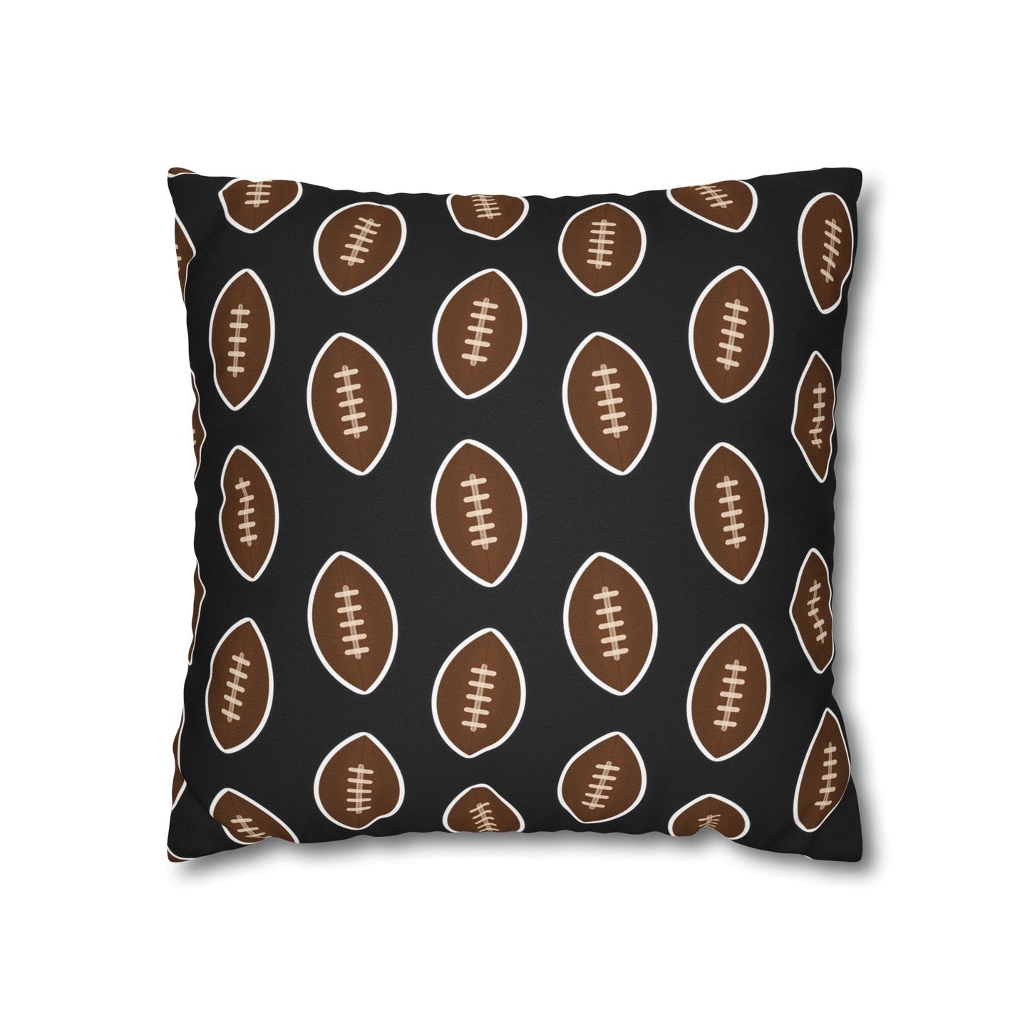 Hand-Drawn Football Throw Pillow Cover | Black