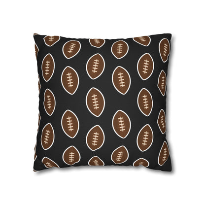 Hand-Drawn Football Throw Pillow Cover | Black