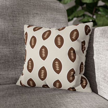 Hand-Drawn Football Throw Pillow Cover | Khaki