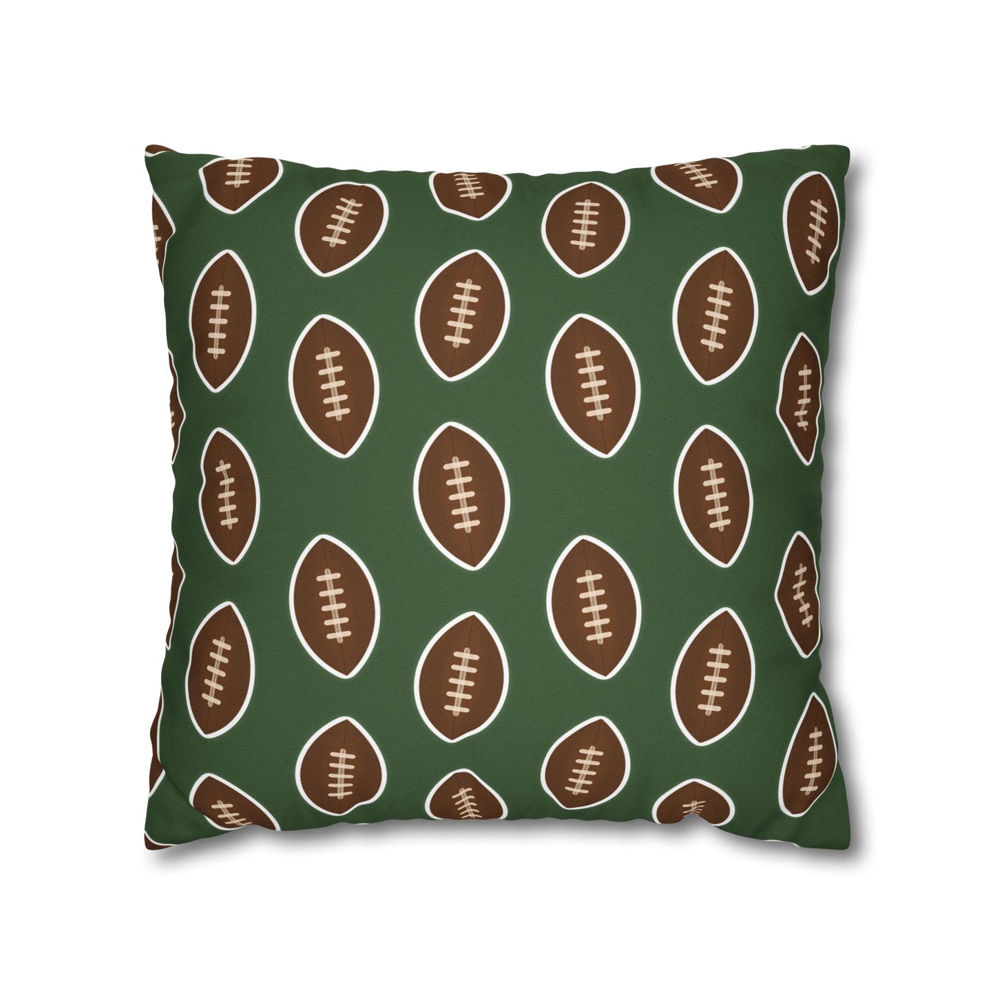 Hand-Drawn Football Throw Pillow Cover | Olive Green