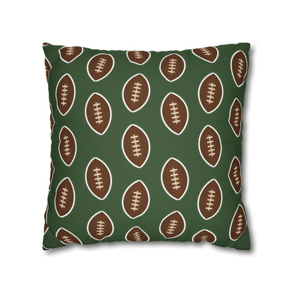 Hand-Drawn Football Throw Pillow Cover | Olive Green