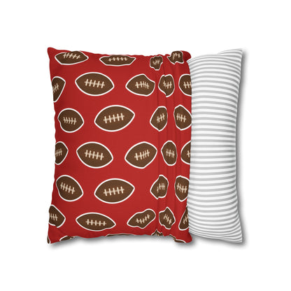 Hand-Drawn Football Throw Pillow Cover | Dark Red