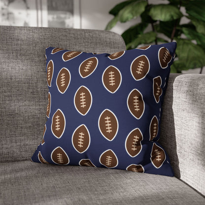 Hand-Drawn Football Throw Pillow Cover | Navy Blue