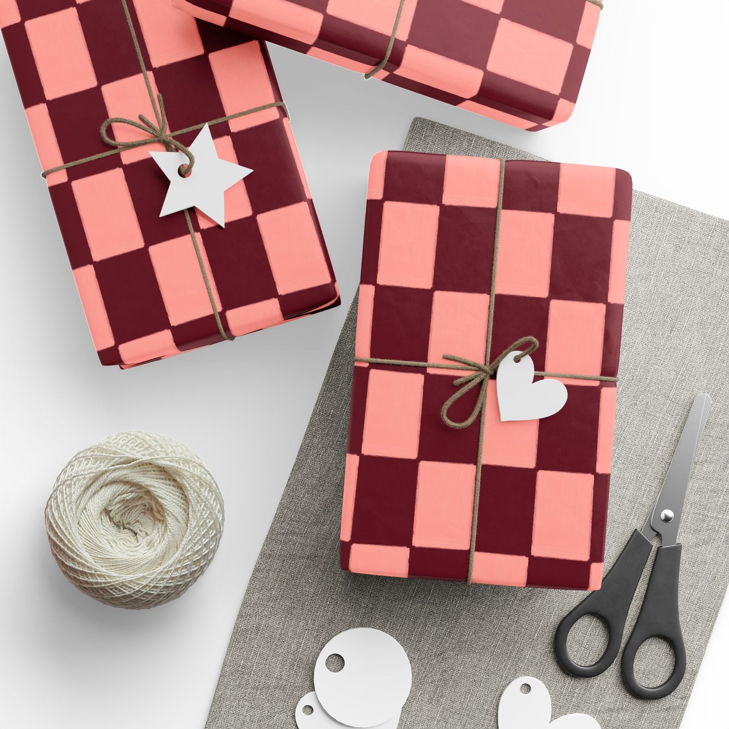 Checkerboard Wrapping Paper | Pink & Crimson