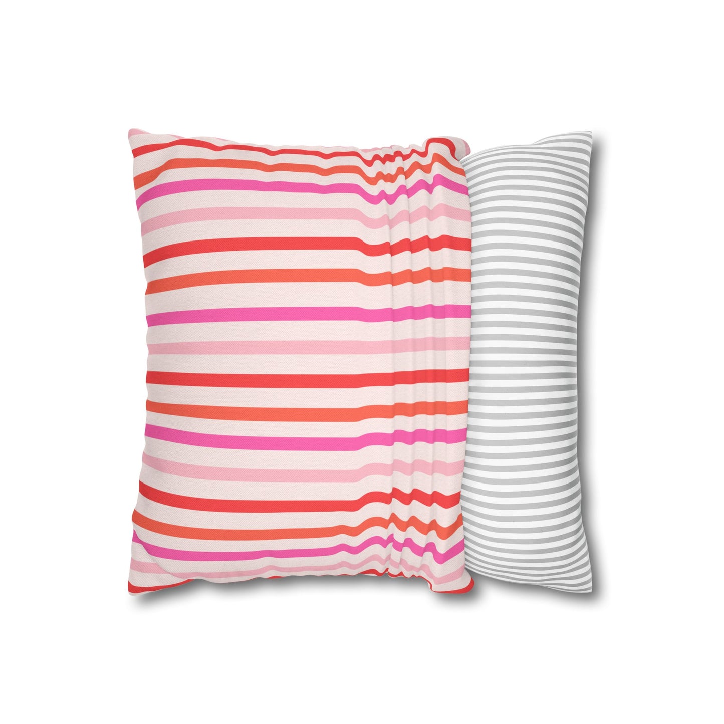 Pink and Orange Striped Pattern Throw Pillow Cover