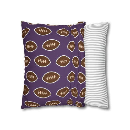 Hand-Drawn Football Throw Pillow Cover | Purple