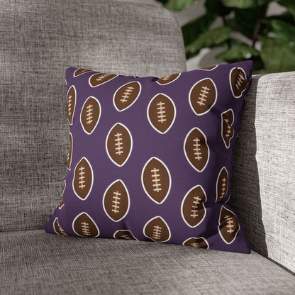 Hand-Drawn Football Throw Pillow Cover | Purple