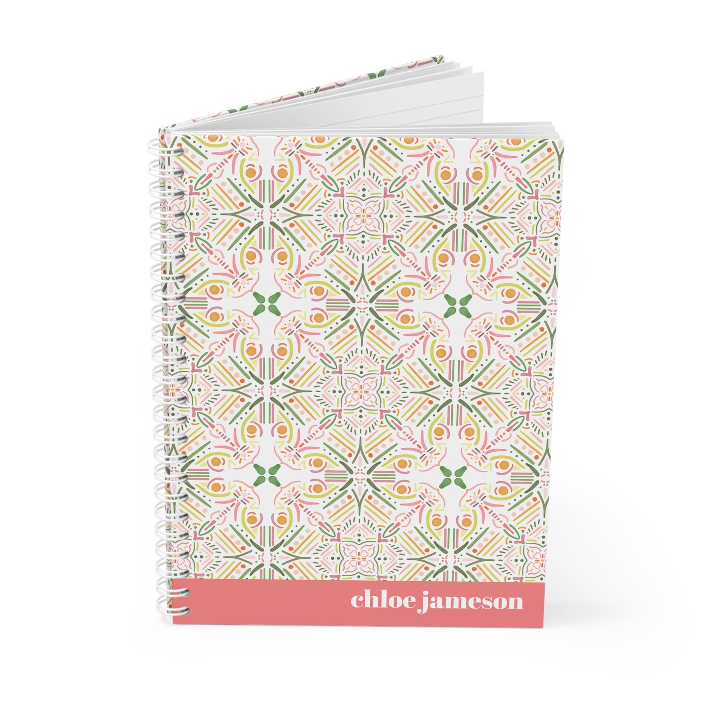 Custom Pink and Green Mosaic Notebook