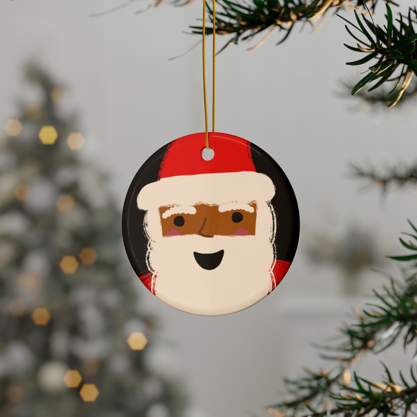 African American Santa Christmas Ornament | Black