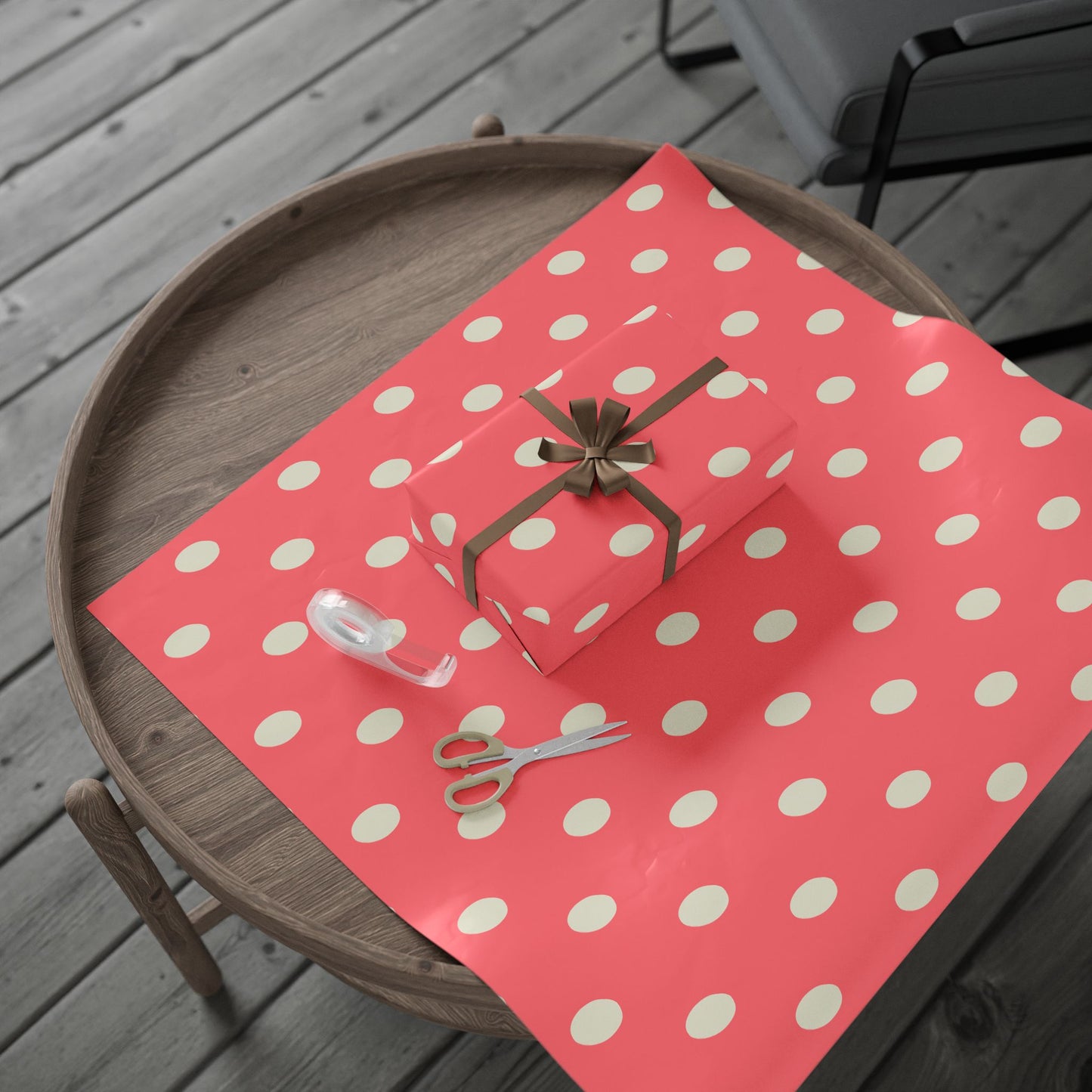 Coral Polka Dot Gift Wrapping Paper