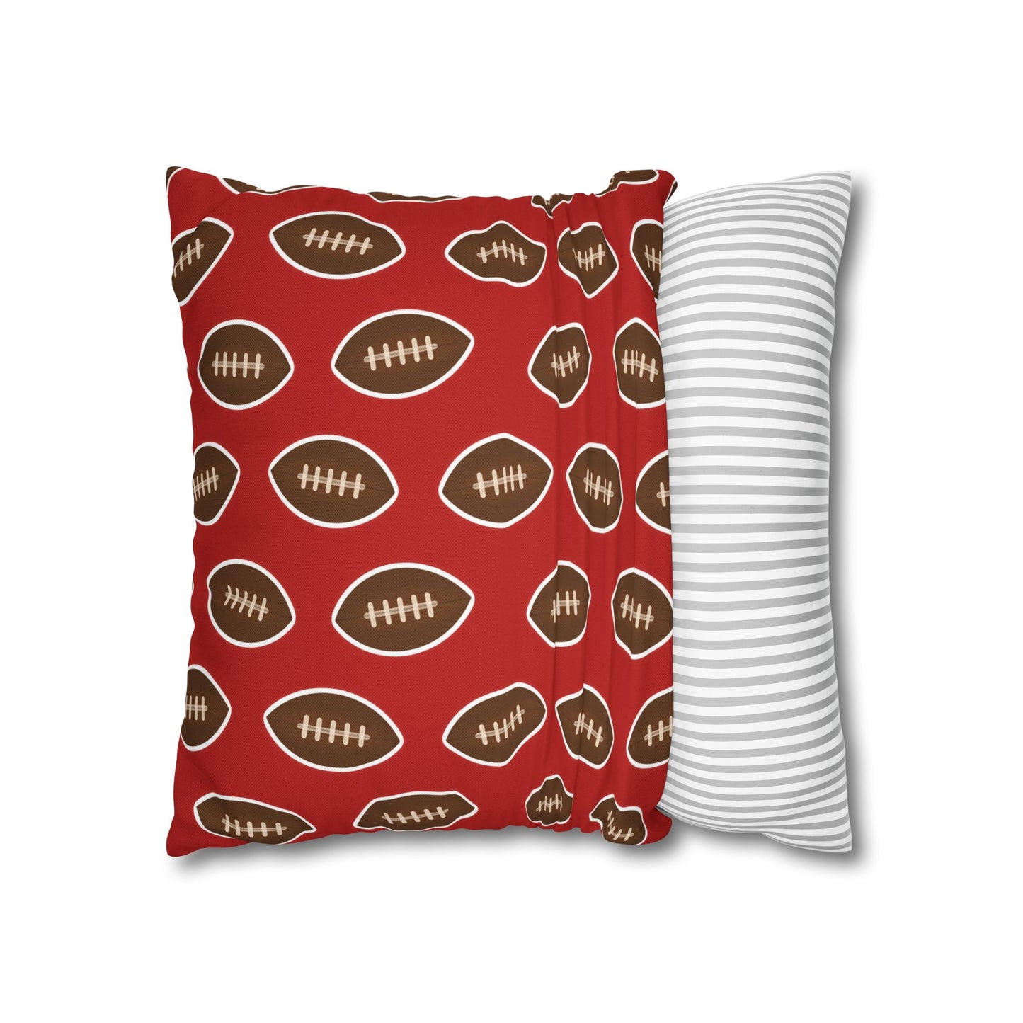 Hand-Drawn Football Throw Pillow Cover | Dark Red