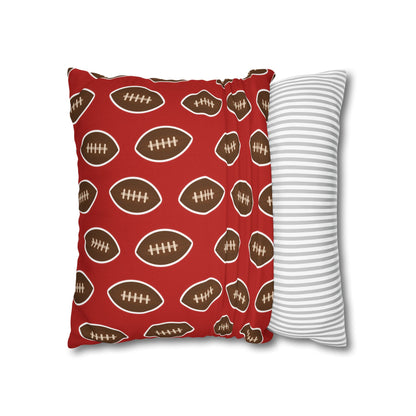 Hand-Drawn Football Throw Pillow Cover | Dark Red