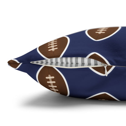 Hand-Drawn Football Throw Pillow Cover | Navy Blue