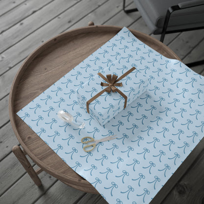 Blue Bow Gift Wrapping Paper