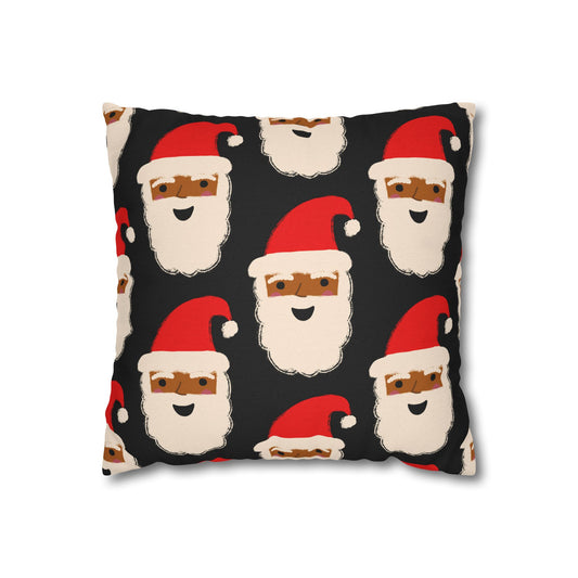 African American Santa Throw Pillow Cover | Black