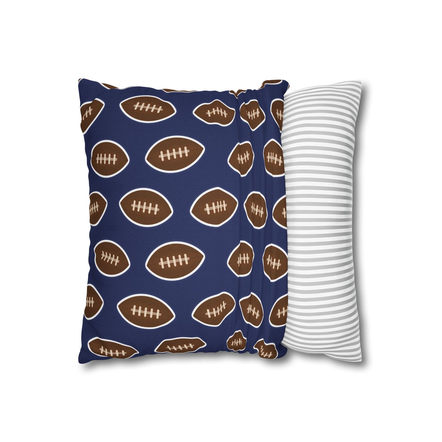 Hand-Drawn Football Throw Pillow Cover | Navy Blue