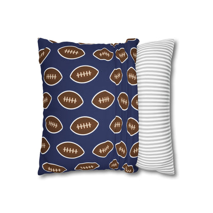 Hand-Drawn Football Throw Pillow Cover | Navy Blue