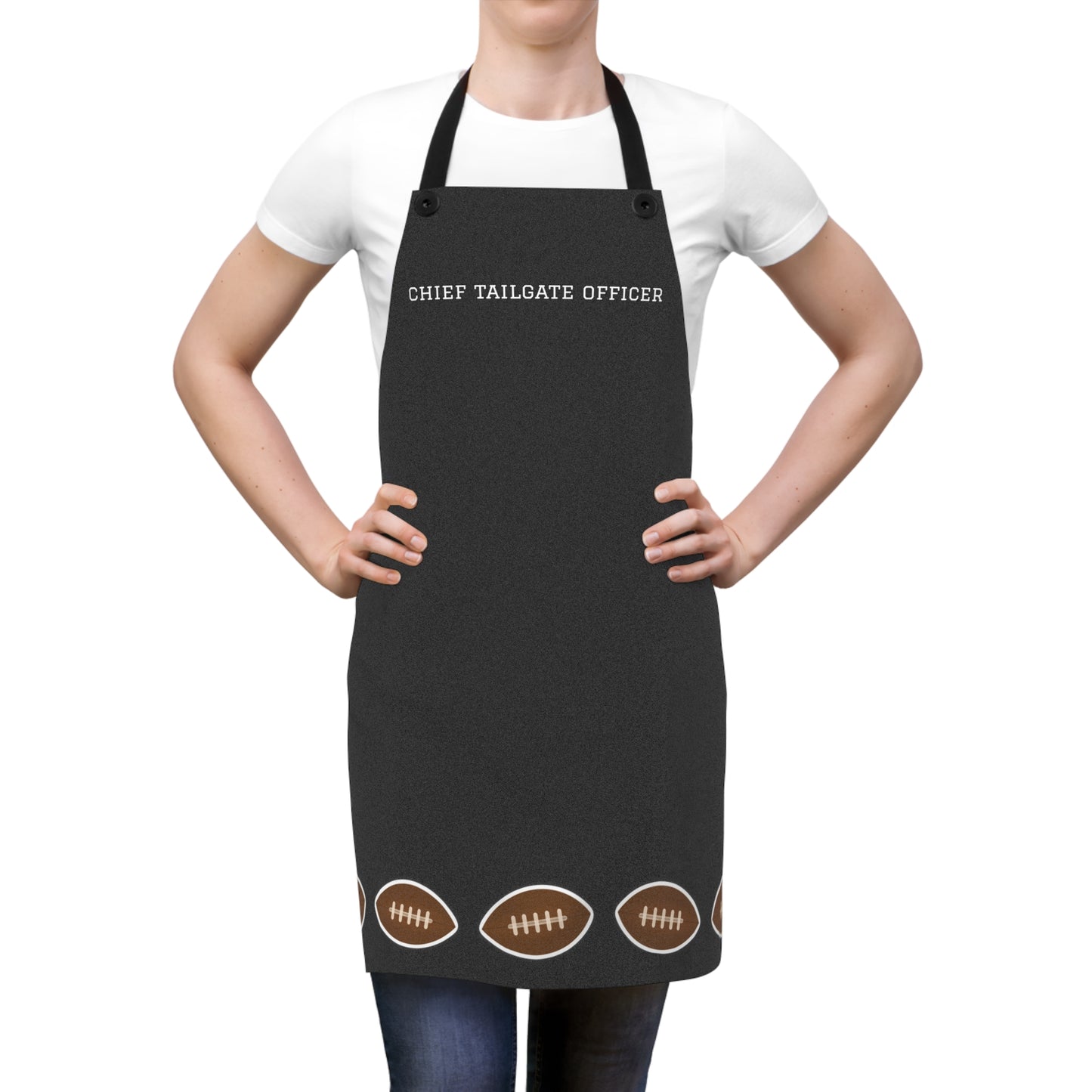 Football Game Day Chief Tailgate Officer Apron | Black