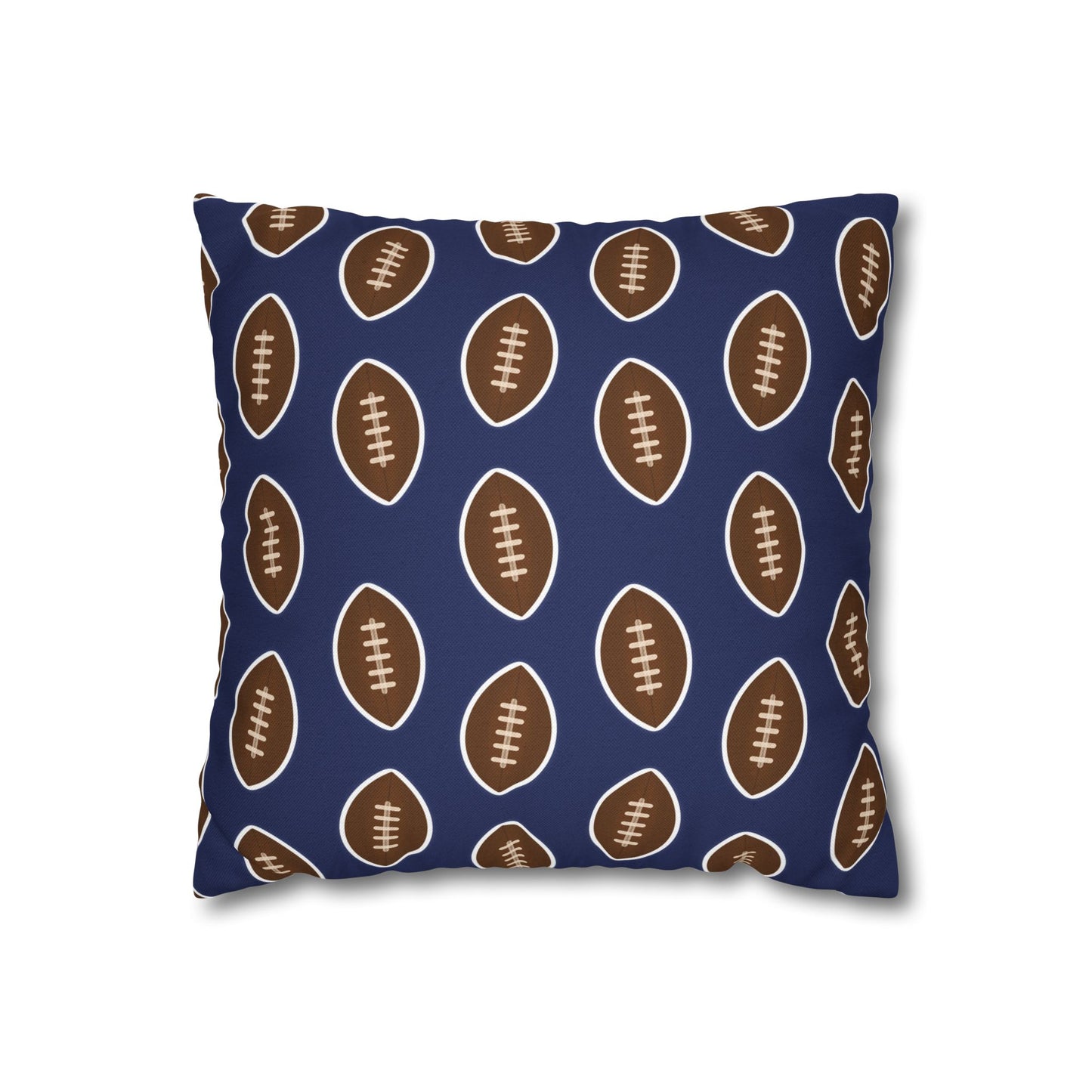 Hand-Drawn Football Throw Pillow Cover | Navy Blue