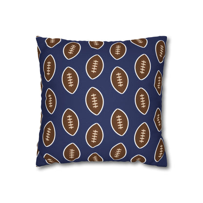 Hand-Drawn Football Throw Pillow Cover | Navy Blue