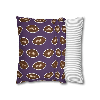 Hand-Drawn Football Throw Pillow Cover | Purple