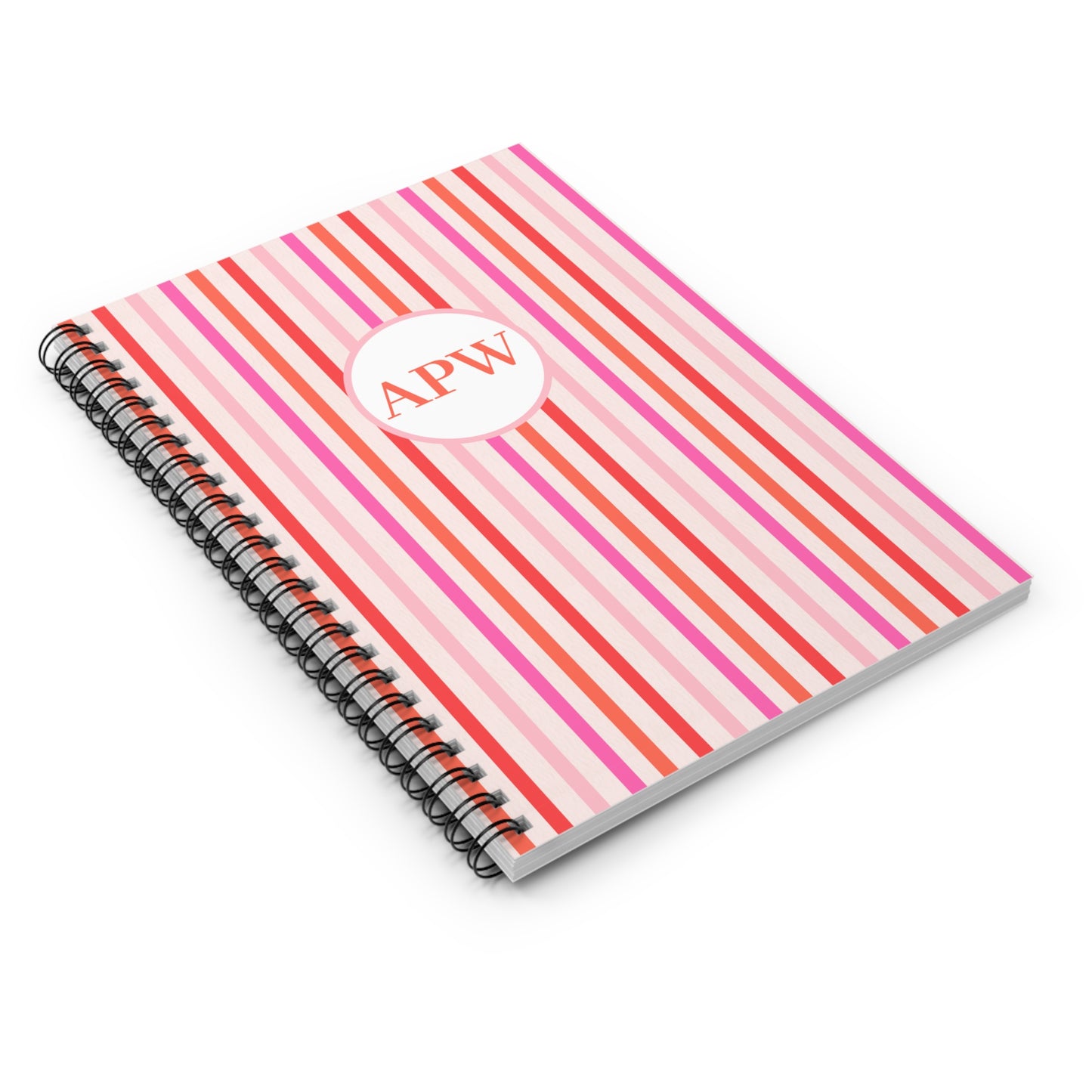 Personalized Preppy Spiral Notebook | Pink and Orange | Ruled Line