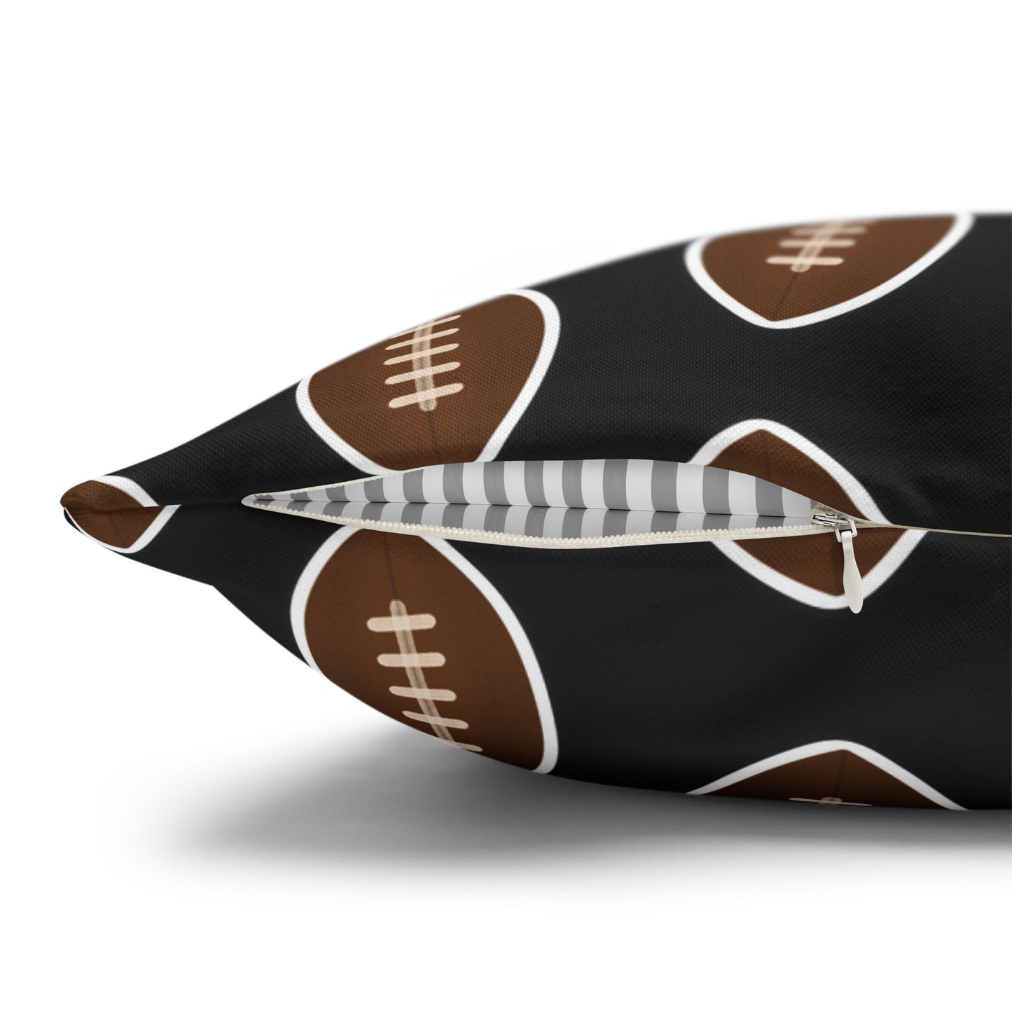 Hand-Drawn Football Throw Pillow Cover | Black