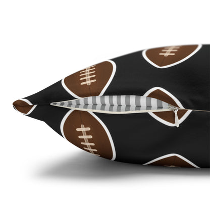 Hand-Drawn Football Throw Pillow Cover | Black