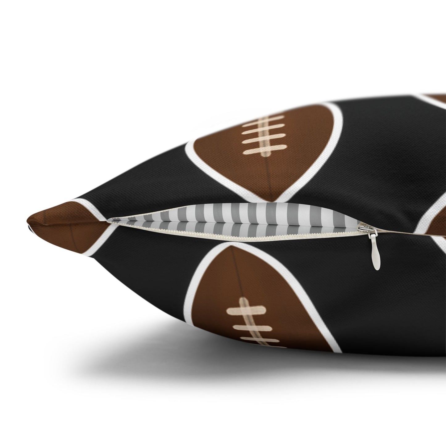 Hand-Drawn Football Throw Pillow Cover | Black