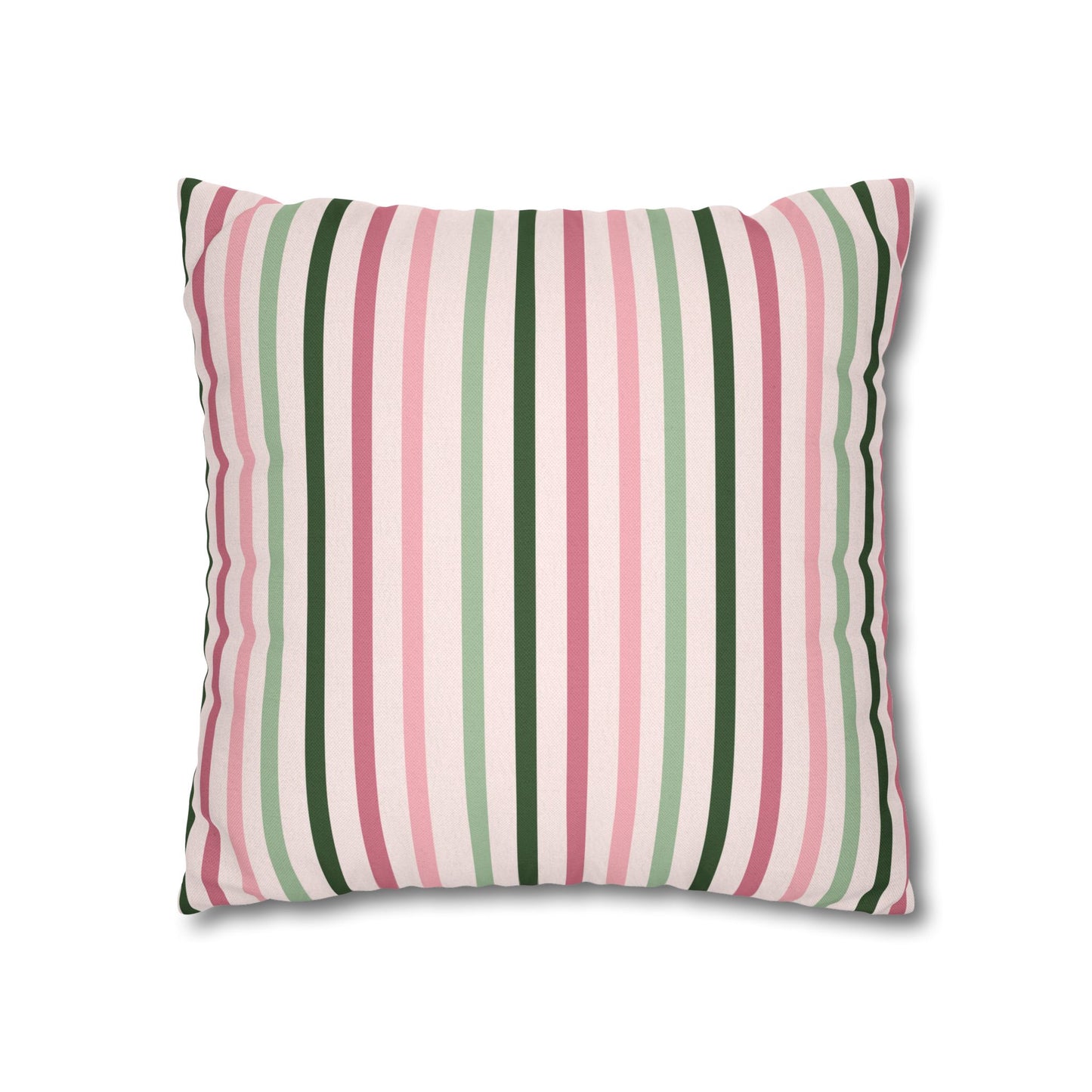 Pink and Green Striped Pattern Throw Pillow Cover