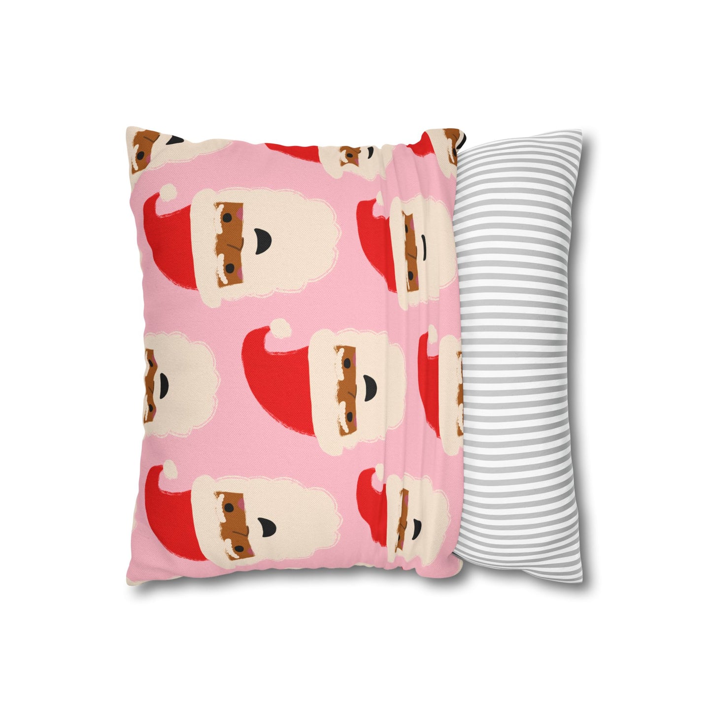 African American Santa Throw Pillow Cover | Pink
