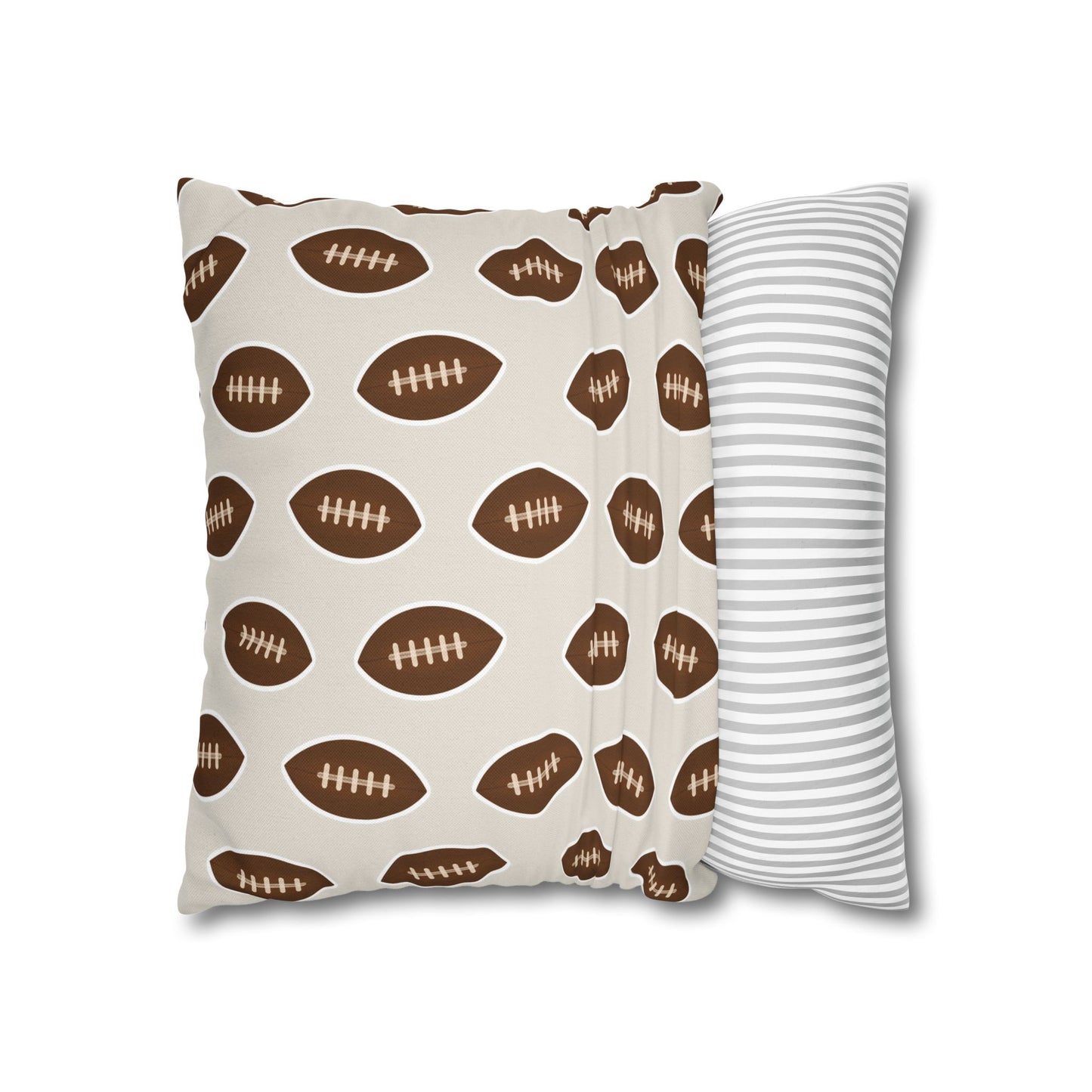 Hand-Drawn Football Throw Pillow Cover | Khaki