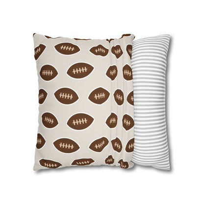 Hand-Drawn Football Throw Pillow Cover | Khaki