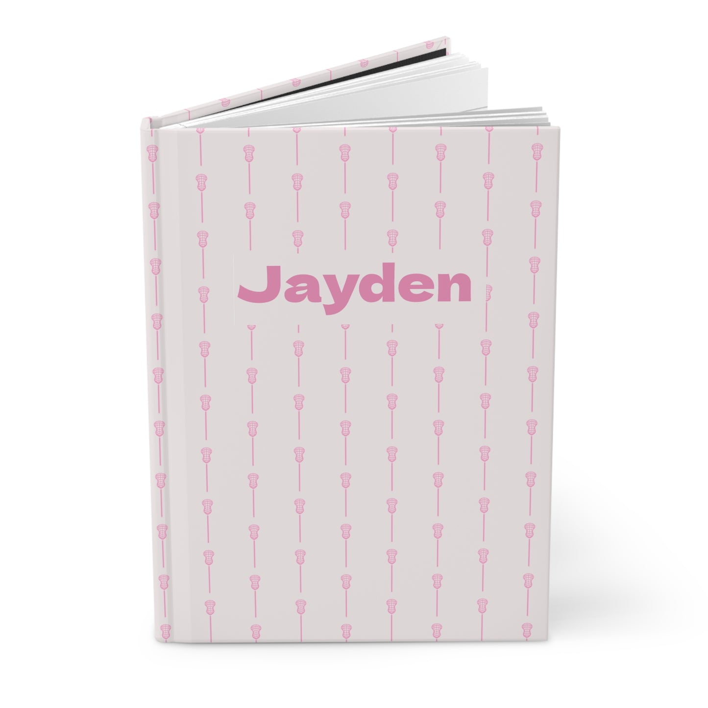 Personalized Pink Lacrosse Pattern Hardcover Journal