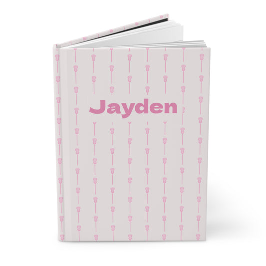 Personalized Pink Lacrosse Pattern Hardcover Journal