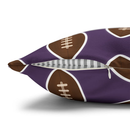 Hand-Drawn Football Throw Pillow Cover | Purple