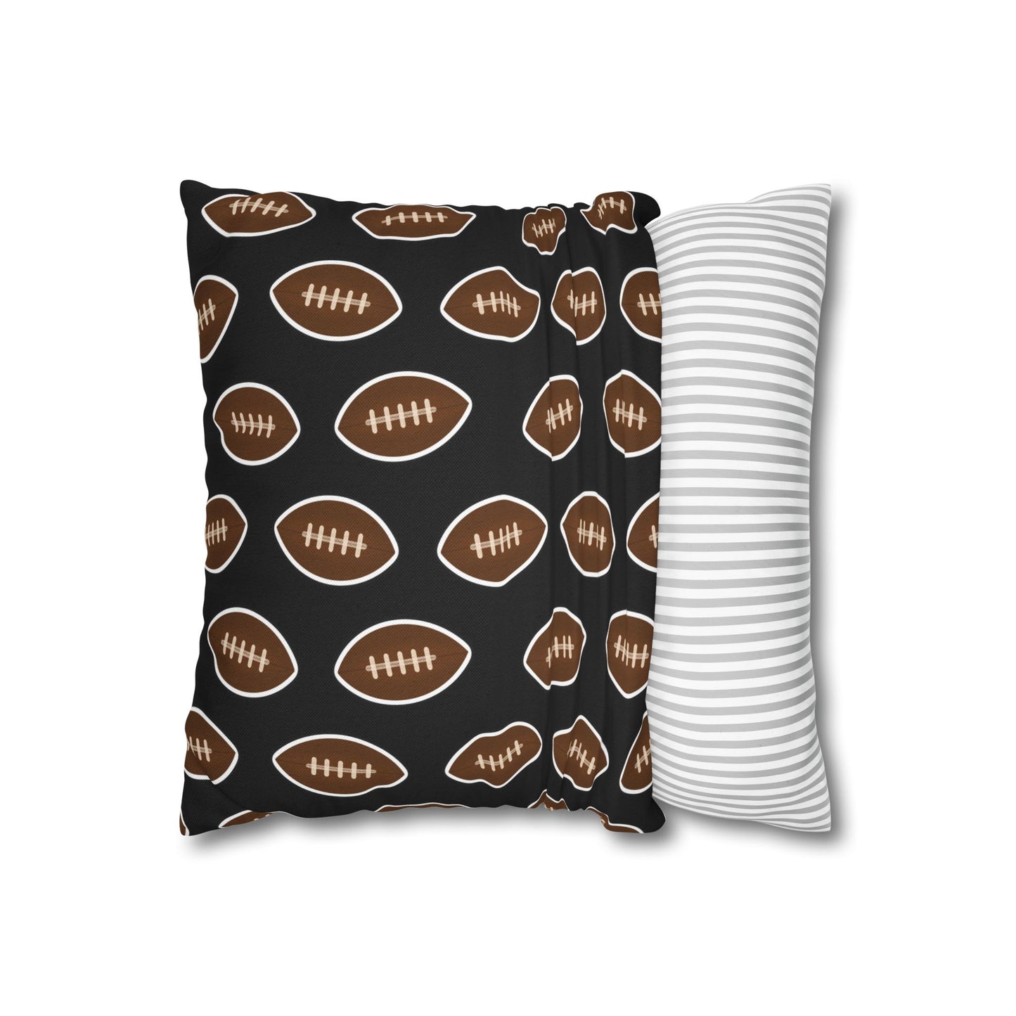 Hand-Drawn Football Throw Pillow Cover | Black
