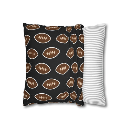 Hand-Drawn Football Throw Pillow Cover | Black