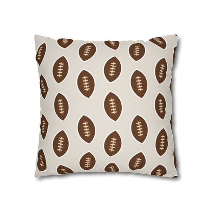 Hand-Drawn Football Throw Pillow Cover | Khaki