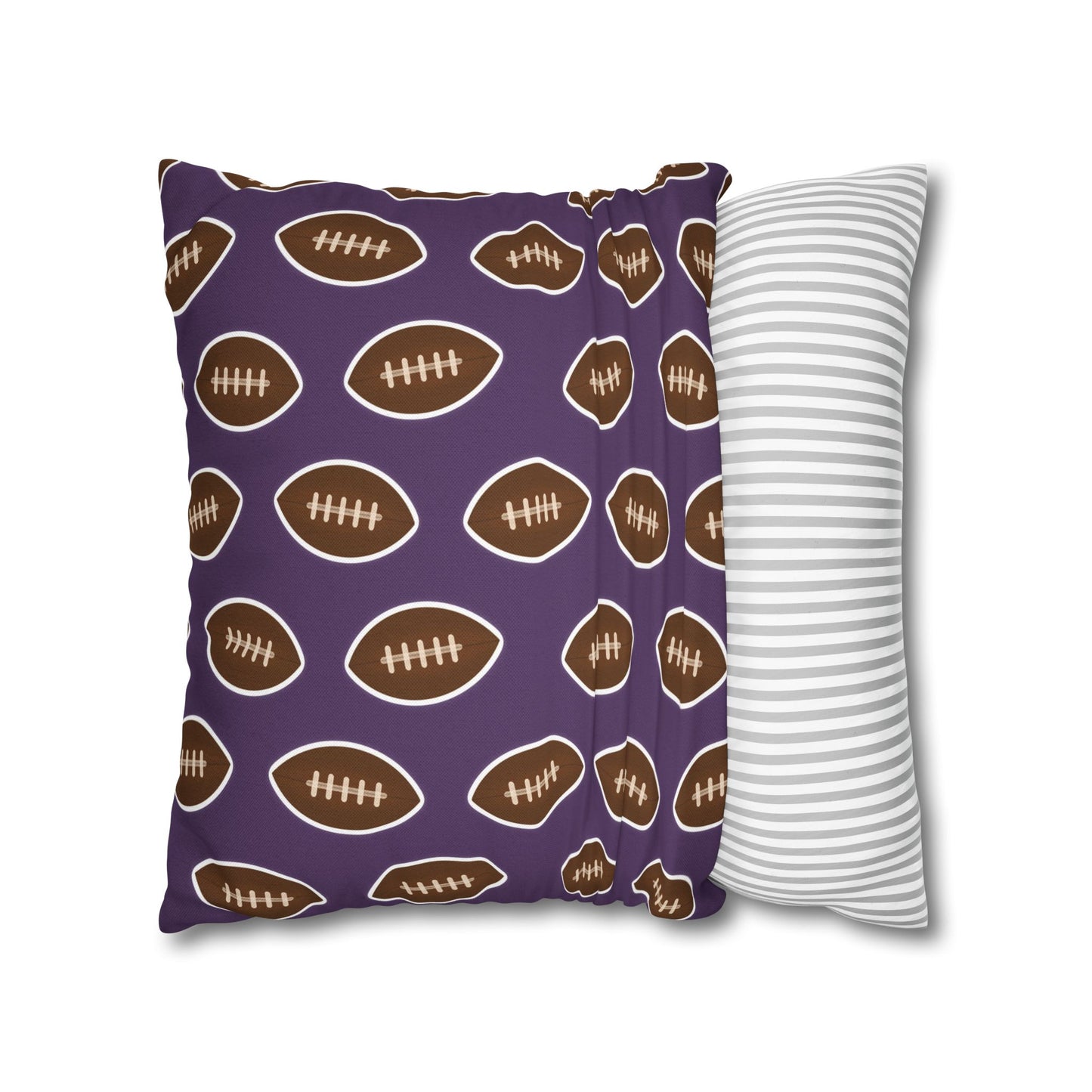Hand-Drawn Football Throw Pillow Cover | Purple