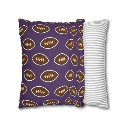 Hand-Drawn Football Throw Pillow Cover | Purple