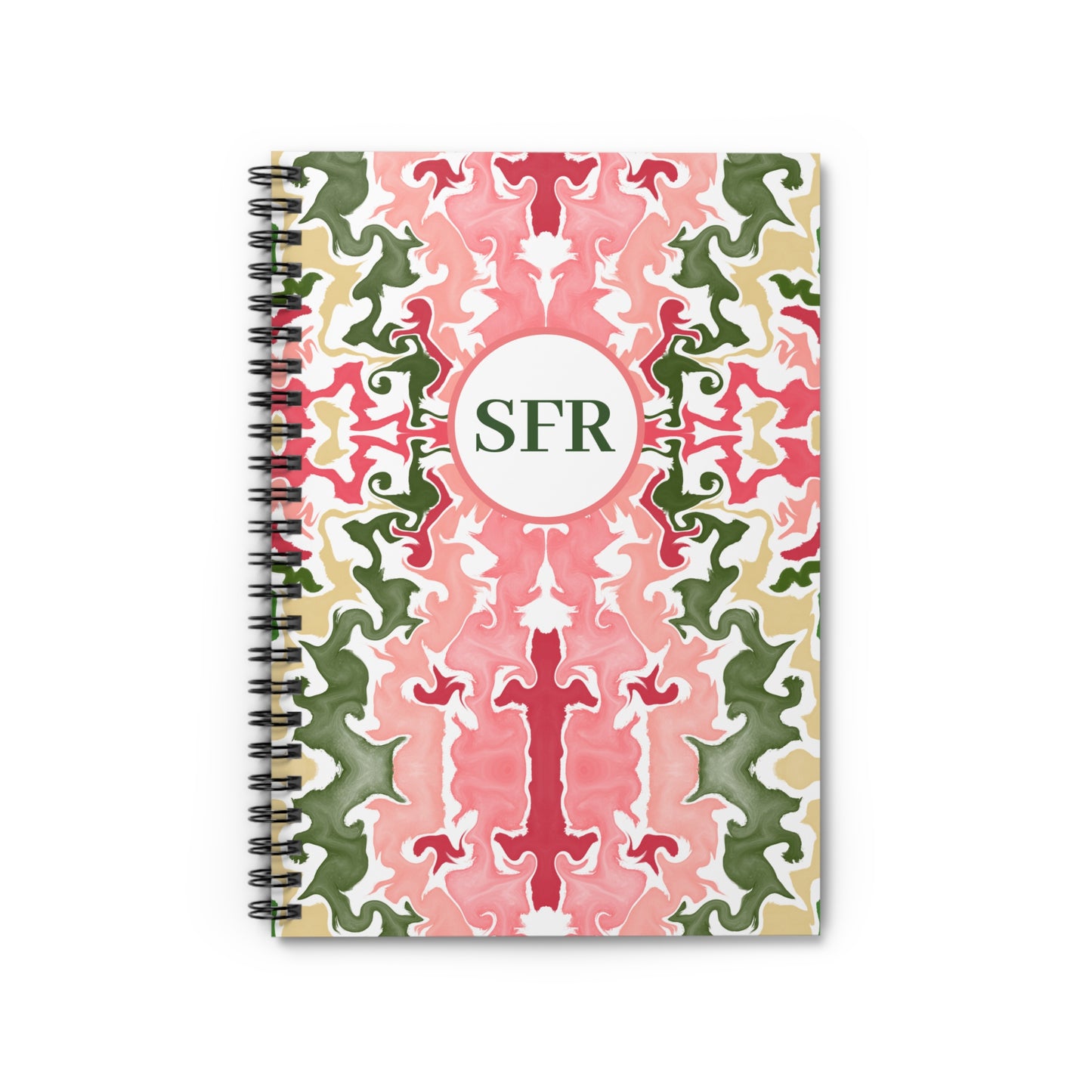 Personalized Marble Spiral Notebook | Pink and Green | Ruled Line