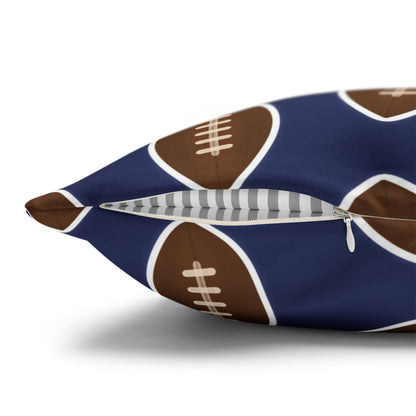 Hand-Drawn Football Throw Pillow Cover | Navy Blue