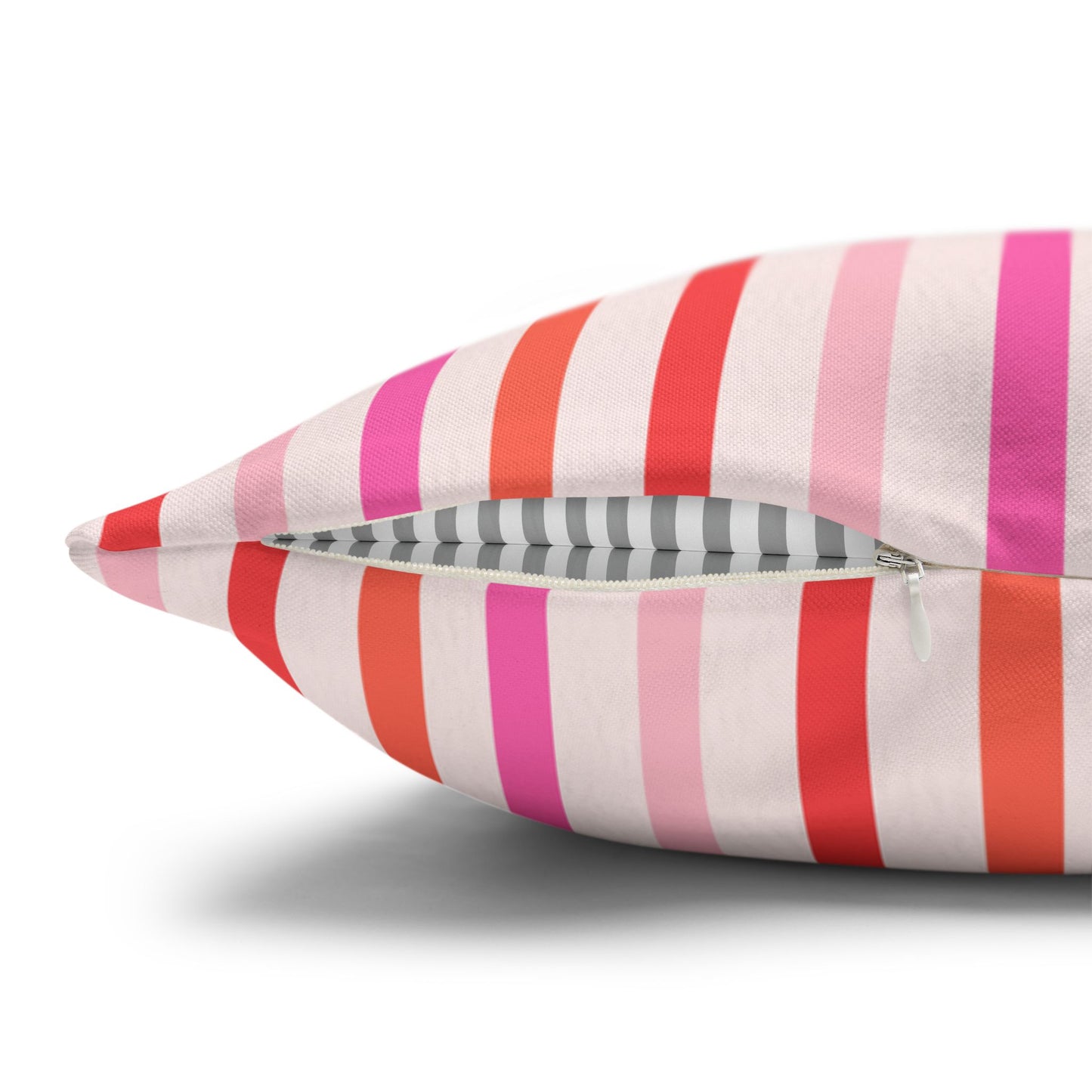 Pink and Orange Striped Pattern Throw Pillow Cover