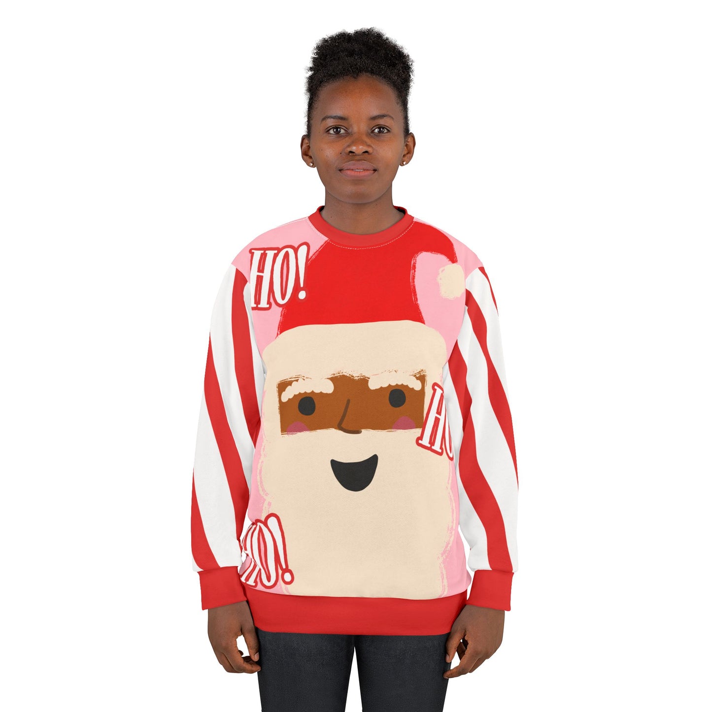 Retro Black Santa Christmas Sweatshirt | Pink