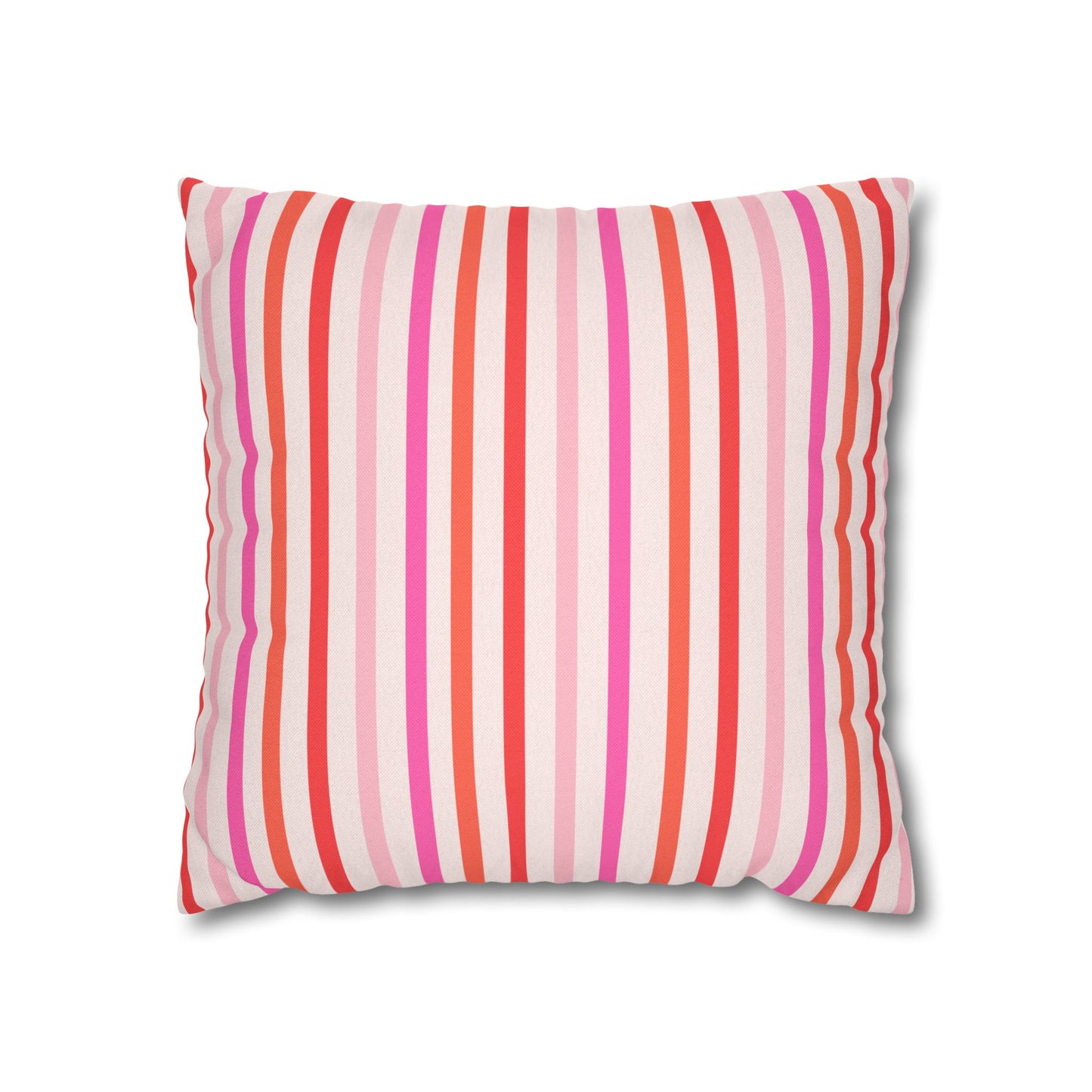 Pink and Orange Striped Pattern Throw Pillow Cover